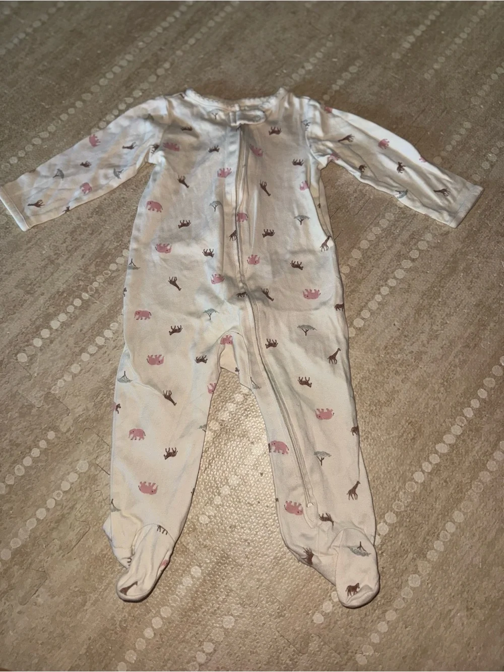 Carter's Cream Footed Pajamas with Pink and Brown Animal Print